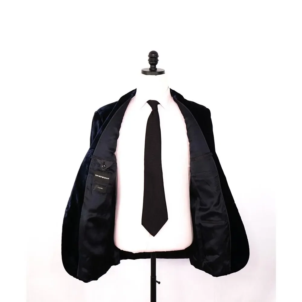 $2,995 EMPORIO ARMANI - Navy Blue Velvet 